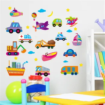 

cartoon car train children's room kindergarten decoration wall stickers background wall stickers