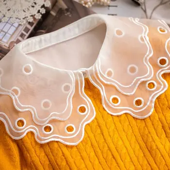 

Women White/Black Color Lace Detachable Lapel Choker Necklace Shirt Fake False Collar Fashion Clothes Accessories LX9E