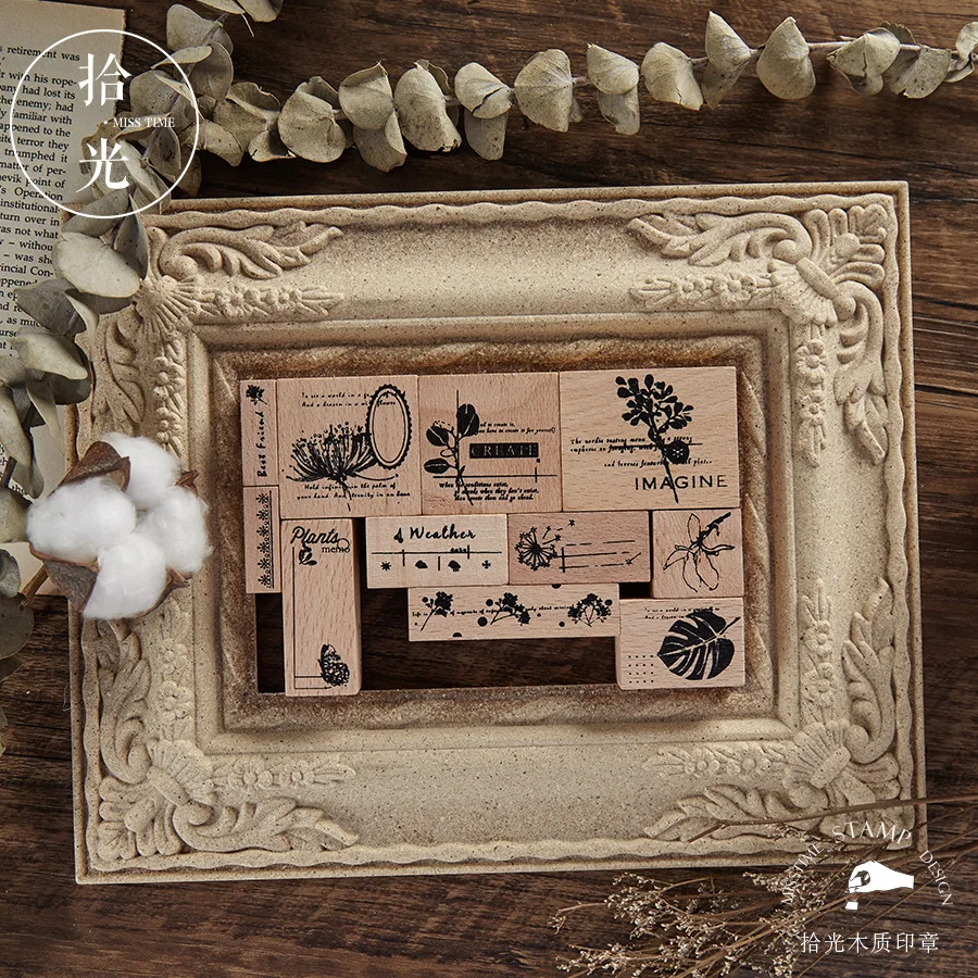 

1set Japanese Style Zephyr Series DIY Crafts Flower Plant Wooden Rubber Stamp for Scrapbooking Stationery Painting Cards Decor
