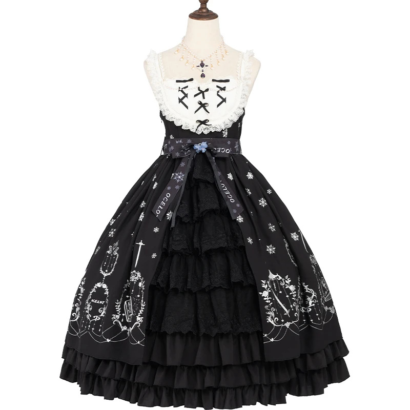

Rococo Cake Lolita JSK Dress Gothic Mono Petchwork Girls Dress