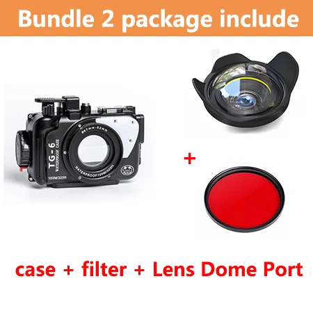 case filter Dome 100 м/325ft для Olympus TG6 TG 6 Подводный бокс корпус камеры алюминиевый водонепроницаемый чехол для дайвинга для камеры Olympus TG-6 - Цвет: case filter Dome