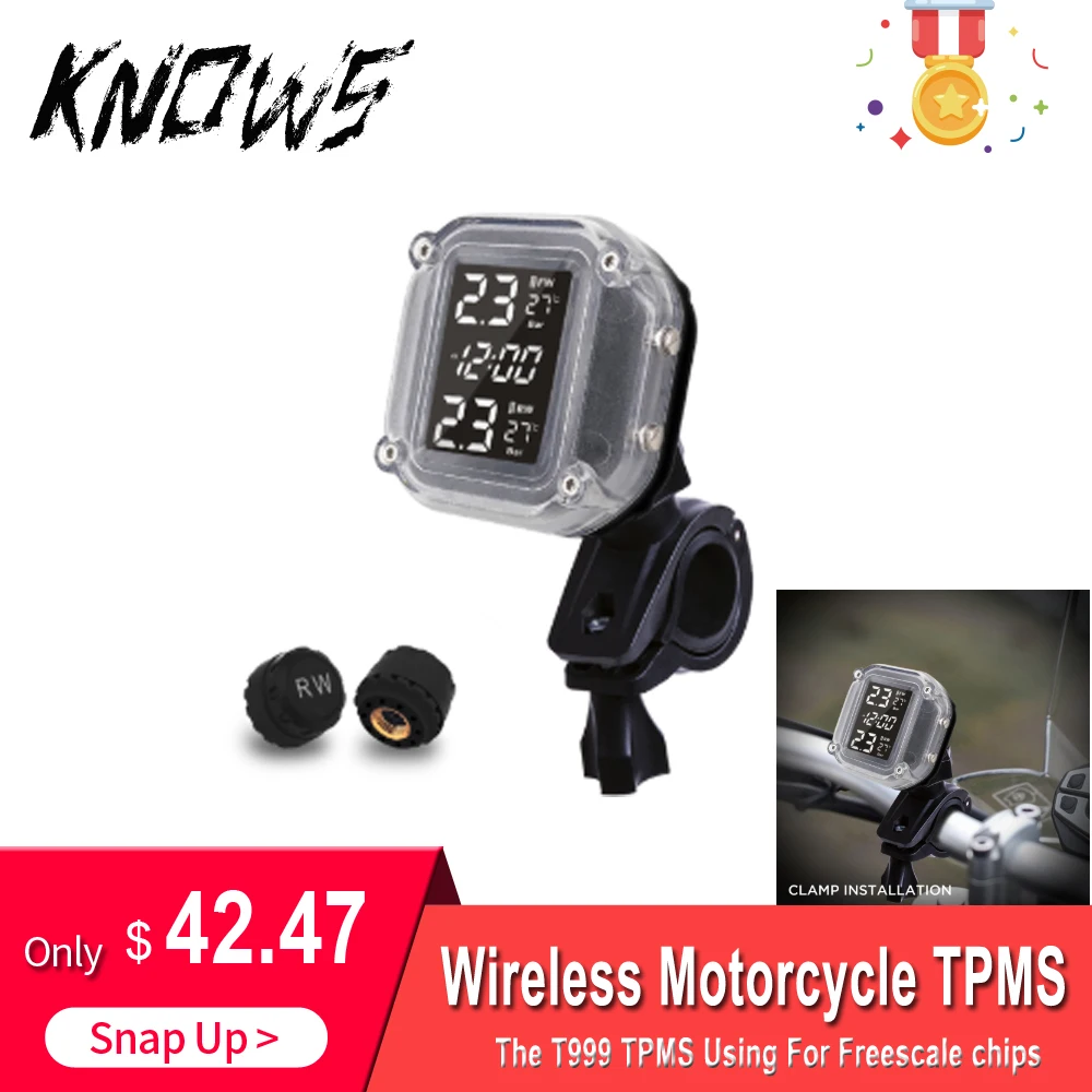 

Fine Quality Wireless Motorcycle TPMS Tire Pressure with Temperature Display Motorcycle Tire Pressure Monitor Monitoring TP999