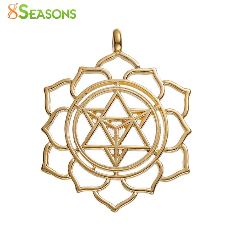 8SEASONS-Zinc-Based-Alloy-Merkaba-Meditation-Pendants-Round-gold-color-Hollow-40mm-1-5-8-x