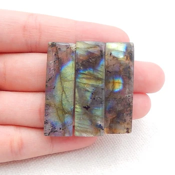 

3pcs Labradorite Semi-precious stones, Jewelry accessories fashion necklace Pendant,37x12x5mm，19.4g