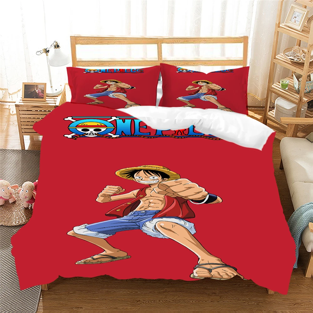 

Monkey D. Luffy Printing Duvet Cover Set One Piece Bed Linen Set Anime Bedding Set Boys Home Quilt Cover Double King Queen Size
