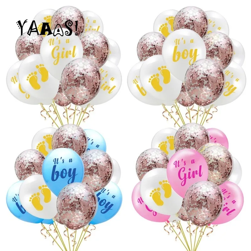 

YAAAS Boy or Girl Balloon Latex Ballon with Confetti Gender Reveal Globos Baby Shower Gender Reveal Pregnancy Party Decoration