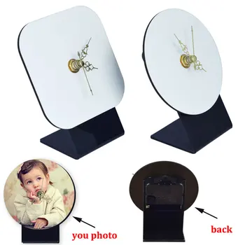 

DIY your picture photo print mdf wooden small clock frame with Acrylic stand display promotion gift