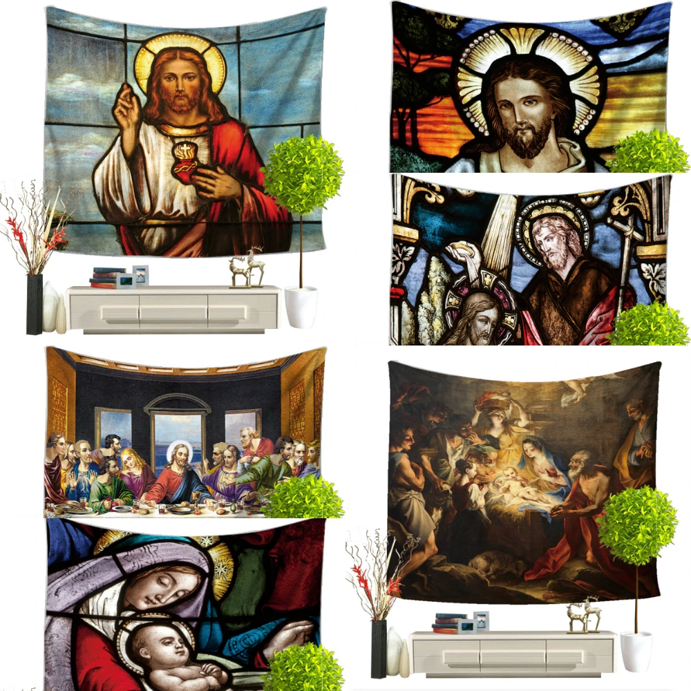 Личи Иисус напечатанный рисунок настенный гобелен полиэфирное одеяло художественный Настенный Ковер домашний декоративный гобелен для Рождества