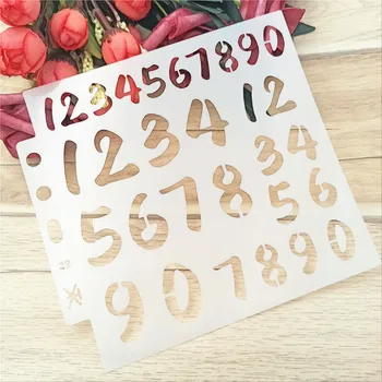 

14.1*13cm numerals stencils Cover template spray plastic mold shield DIY cake hollow Embellishment printing lace ruler