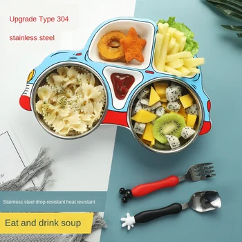 

Creative Cartoon Car Children's Tableware Divided Grid Baby Dinner Plate Household Fall Resistance Deepening Breakfast Plate Set