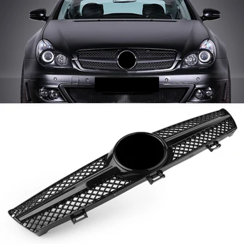 

Car Front Grille AMG Style Grill For Mercedes Benz W219 CLS500 SLS600 CLS Class 2004 2005 2006 2007 Gloss Black 1 Fin W/ EMBLEM