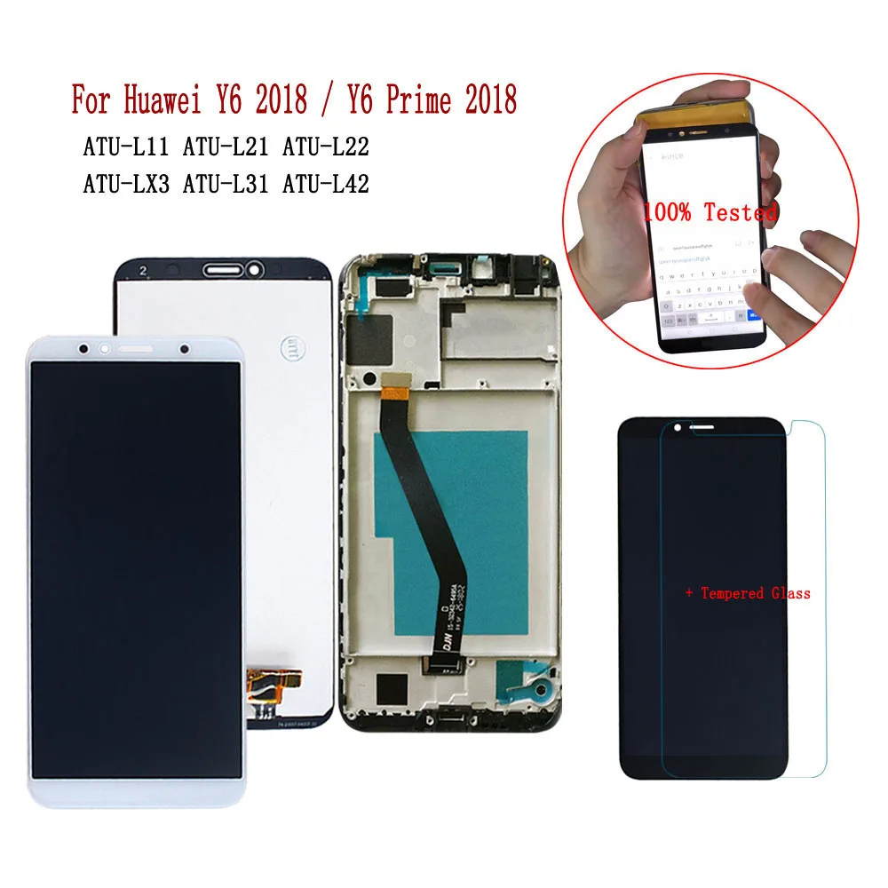 Сенсорный ЖК экран для Huawei Y6 2018 сенсорный с рамкой Prime ATU L21 L11 L22 L42|Экраны мобильных