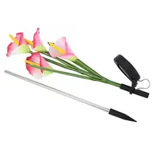 Солнечный свет управления розовый Калла стиль 4LED Газон лампа для наружного сада двора