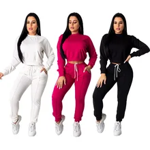 Echoine Autumn Winter Women Tracksuit 2 Piece Set Crop Top pants Set Sportwear Matching Set Workout sweat suits women jogging