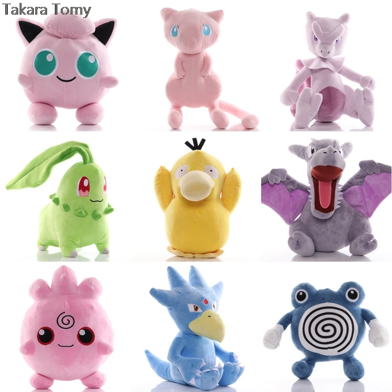Пикачу джигбуфф Mewtwo Mew Aerodactyl Psyduck поливиалная Chikorita плюшевая кукла милая эльф
