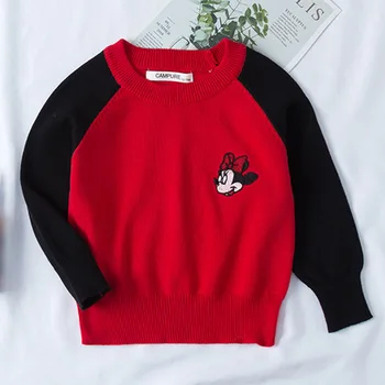 

Cotton Toddler Baby Boy Sweater Cartoon Embroidery Autumun Winter Kids Minnie Kids Girl Knit Sweaters Cute Tops 1-7Y