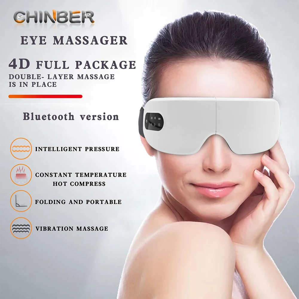 4D Smart Eye Massager Electric Bluetooth Eye Care Instrumen Heating Vibration Massage Music Relieve Eye Fatigue & Improve Sleep