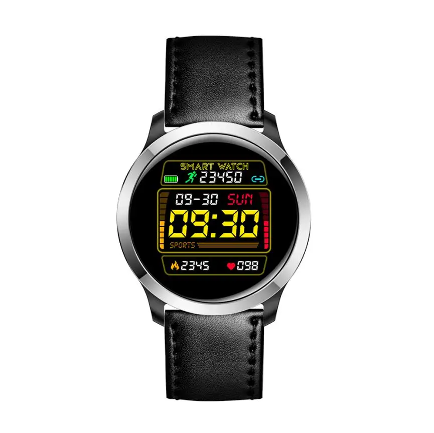 Black Leather Смарт-часы E70, умный Браслет, измерение кровяного давления, фитнес-трекер, трекер сна, кровяное давление, Смарт-часы pk q18 - Цвет: Black Leather