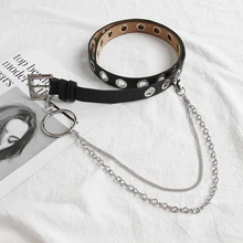 Women Belt Genuine Leather New Punk Style Fashion Pin Buckle Jeans Decorative Belt Chain Luxury Brand Belts for Women