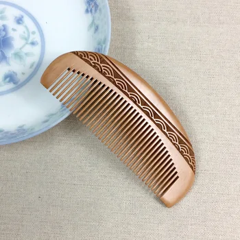 

1pc Hairdressing Comb Solid Wood Comb Wooden Comb Double-sided Carving Hairdressing Tool Massage Comb