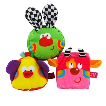 

Multicolour Pacify Cloth Triangle Chicken Round Rabbit Square Cow Cognitive Block Rattle Baby Toy 1set