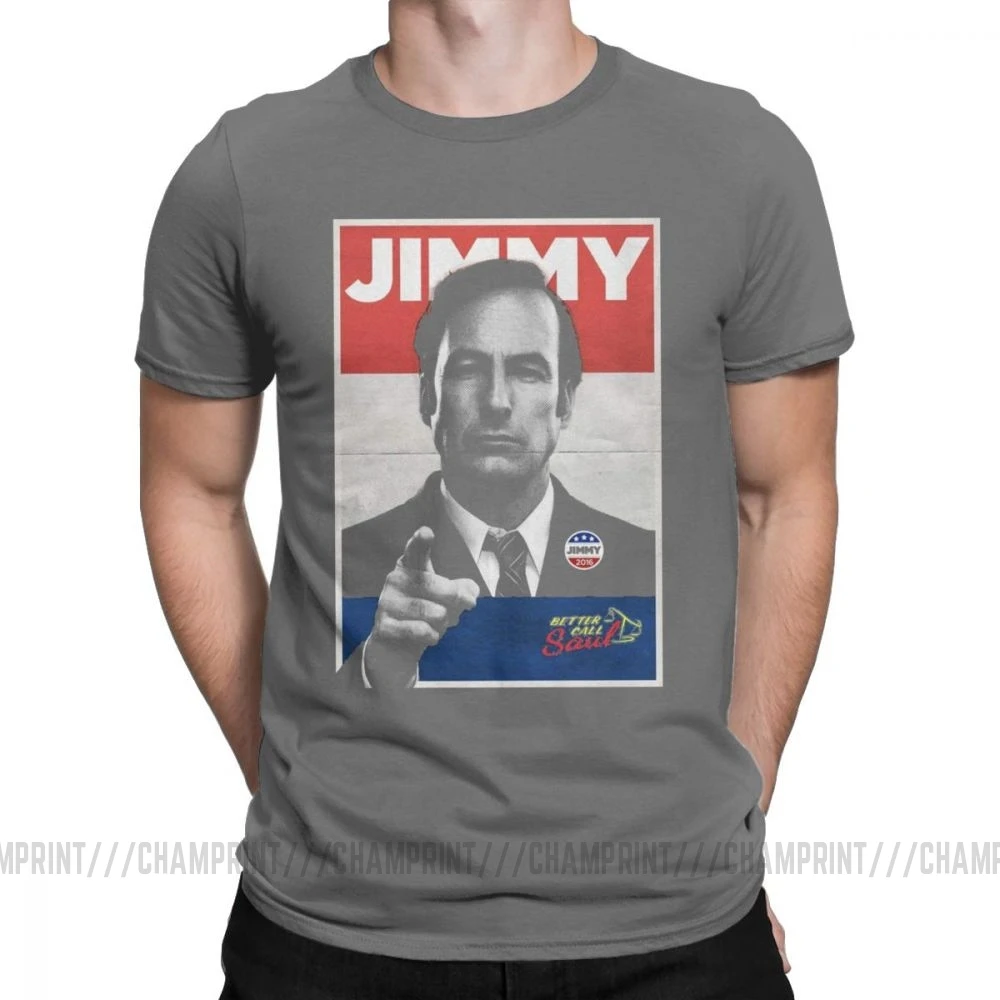 Мужские футболки с надписью «Vote Jimmy The Lawyers Better Call Saul», футболки с коротким рукавом для сериала Goodman, футболки из чистого хлопка - Цвет: Темно-серый