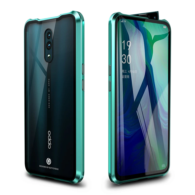 Роскошный чехол для Oppo Reno Z Reno 10x zoom чехол полностью защищающий телефон магнит назад и экран из закаленного стекла и алюминия металлический чехол
