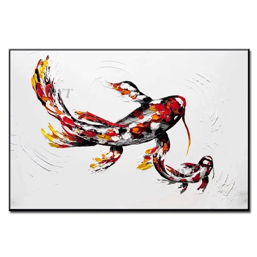 A Carp Swam About The three-dimensional 100% Handpainted Wall Art Home Decor Picture Modern Oil Painting On Canvas Frameless | Дом и сад