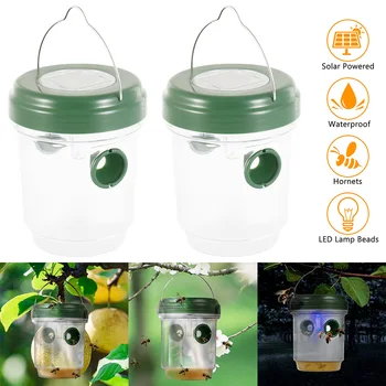 

2PCS LED Solar Powered Fly Trap Outdoor Plastic Insect Catcher Insect Mosquito Killer For In Tree Flying Bee Hornet Trap Catcher