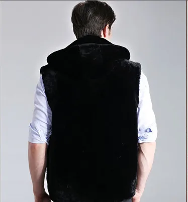 Vetement Elegant Casual High Street Sleeveless Black Men's Faux Fur Vest Coat Autumn Winter Thick Mink Coat Jacket V549