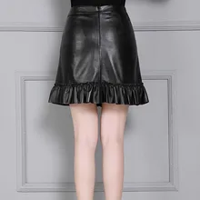 Качественные элегантные женские роскошные однобортные плиссированные юбки из овчины с карманами, с высокой талией, Облегающие юбки размера плюс А-силуэта