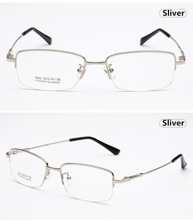 Титановые очки с оправой из сплава оправа мужские очки для работы за компьютером оптические по рецепту для чтения прозрачные линзы для глаз мужские очки Lunette De Vue - Цвет оправы: Серебристый