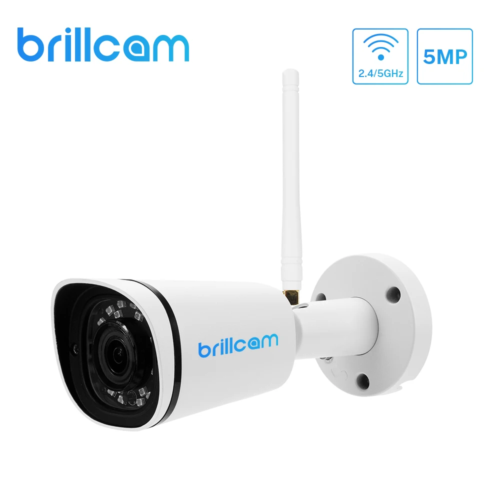 

Brillcam Security Wifi Camera Wifi 2.4G/5G 5MP HD Bullet Outdoor Waterproof Night Vision Cam Indoor Home Surveillance SDCard