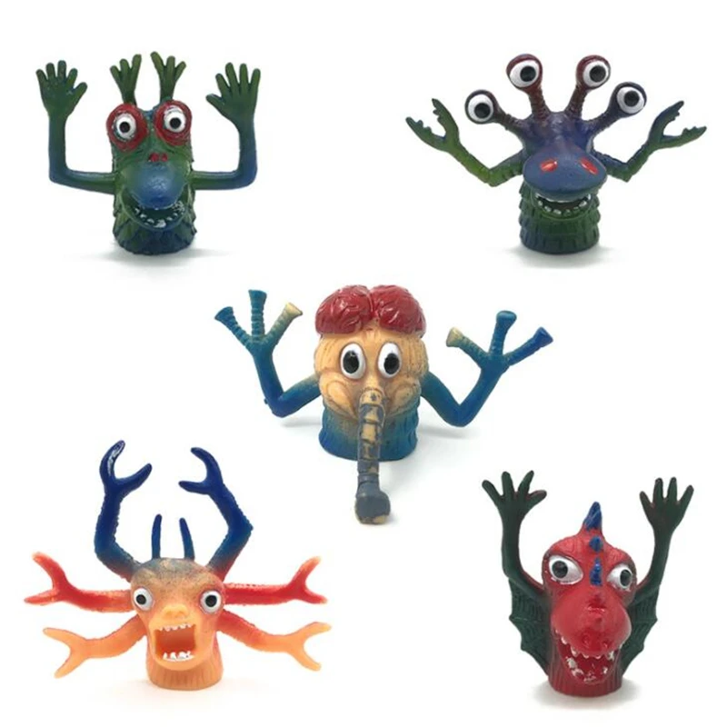 5pc Simulation Animal Finger Puppet Toy Funny Funny Monster Animal Toy Pinata Party Toy Children Story TPR Finger Toy Kids Gift