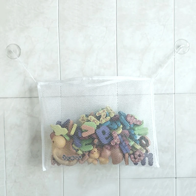 1pc 2 Size Children's Utility Baby Bath Time Toy Storage Suction Bag Mesh Net Bathroom Organiser Water Toy Bag For Baby Kids