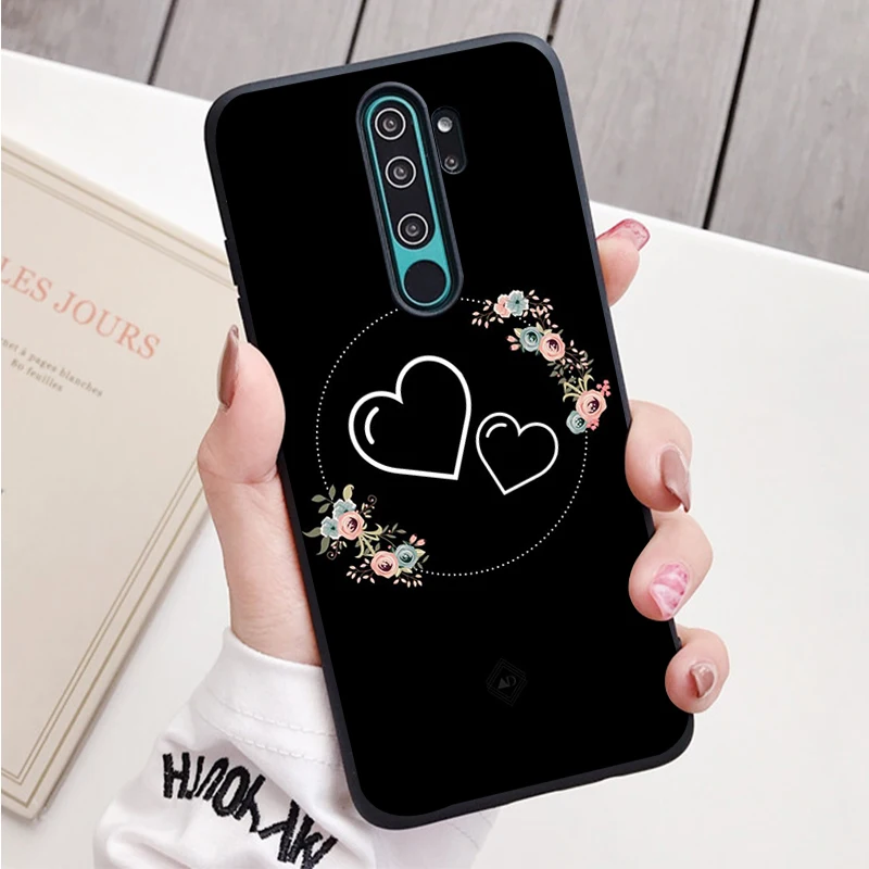 Love shape black Silicone Phone Case For Redmi note 8 7 Pro S 8T for redmi 9 7A Cover case for xiaomi