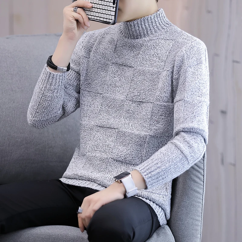 

2020 Men's half turtleneck sweater autumn and winter new thick loose sweater men's Korean style trend personality sweater