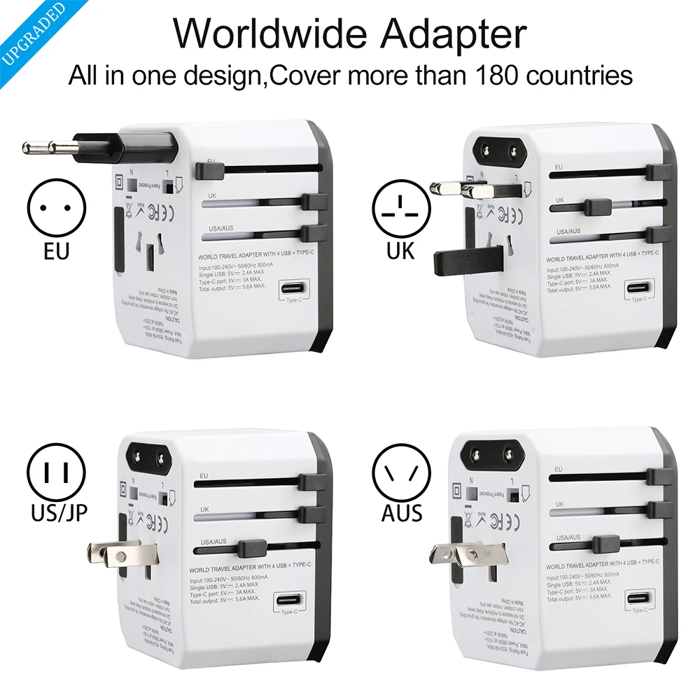 Адаптер для путешествий Rdxone Универсальный адаптер питания зарядное устройство по всему миру адаптер настенные электрические вилки розетки конвертер для мобильных телефонов