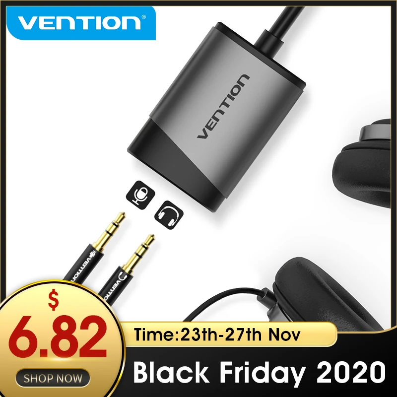 Vention Sound Card USB To Jack 3.5mm Adapter USB audio interface external sound card For PC PS4 Headset Headphone USB Soundcard|sound card…