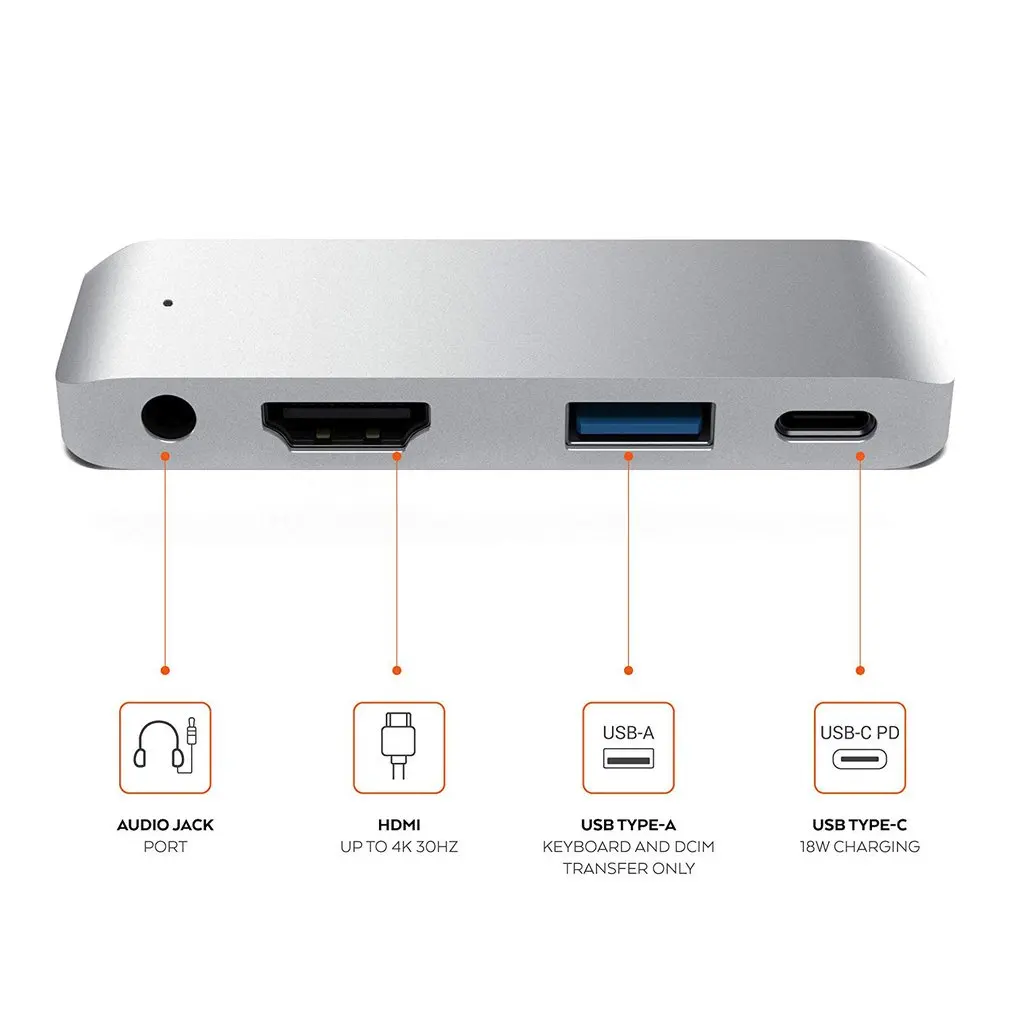 USB 3,1 type-C Om USB3.0 концентратор HDMI 3,5 мм аудио PD Отправка 4 в 1 ноутбук док-станция для Macbook Air Pro