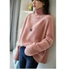 Autumn and winter thickened cashmere sweater women loose turtleneck loose large size solid color knit bottom 3