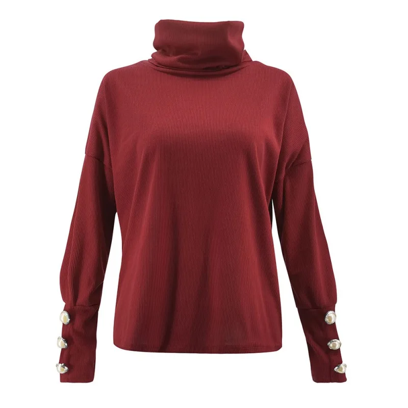 

Women Fashion Sweater Autumn And Winter Warm Knit Top Loose High Collar Long Sleeve Bottoming Sweater For Women