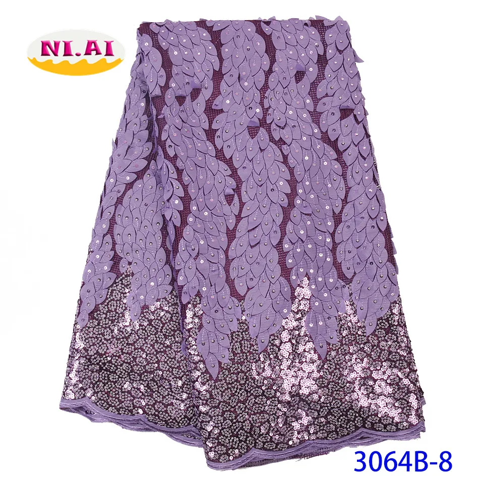 Cheap New Embroidered Fabric French Tulle Sequins African Lace Fabric For Party Dress Green clothes For Women NA3064B-2