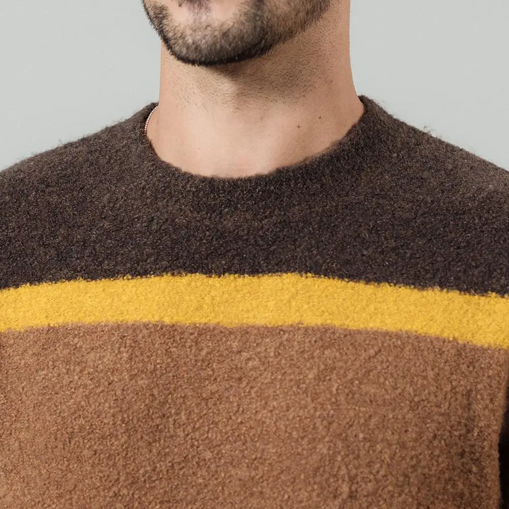 SIMWOOD 2019 Autumn Winter New Sweater Mix Wool Jacquard Contrast Color Striped Knitted Pullovers Plus Size 190411