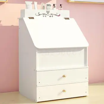 

Dust-proof Desktop Cosmetics Receipt Box Net Red Belt Mirror Dresser Skin Care Products Storage Box Drawer Cosmetics Box