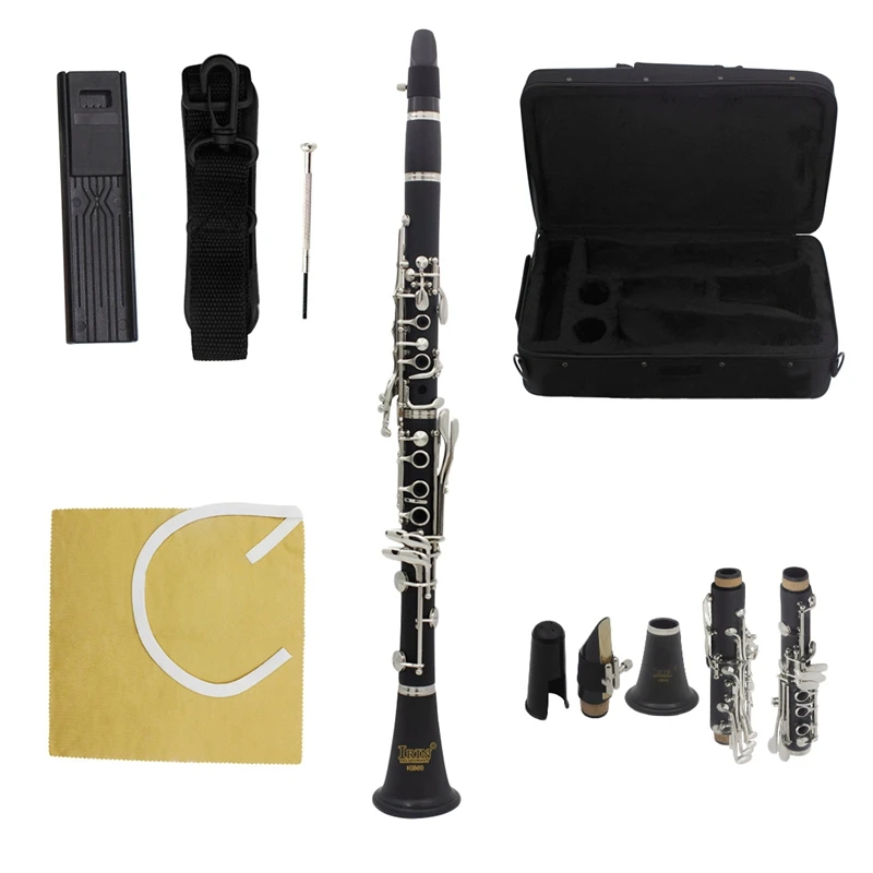 

IRIN ABS 17 Key Clarinet BB Flat Soprano Binocular Clarinet with Cleaning Cloth Gloves Screwdriver Reed Case Woodwind Instrument