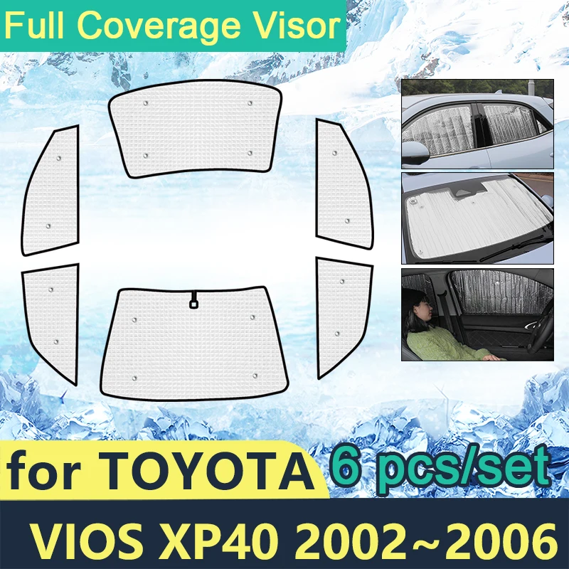 

Full Cover Sunshades For Toyota Vios XP40 2002~2006 Car Sun Protection Windshields Side Window Visor Shaby Accessories 2004 2005