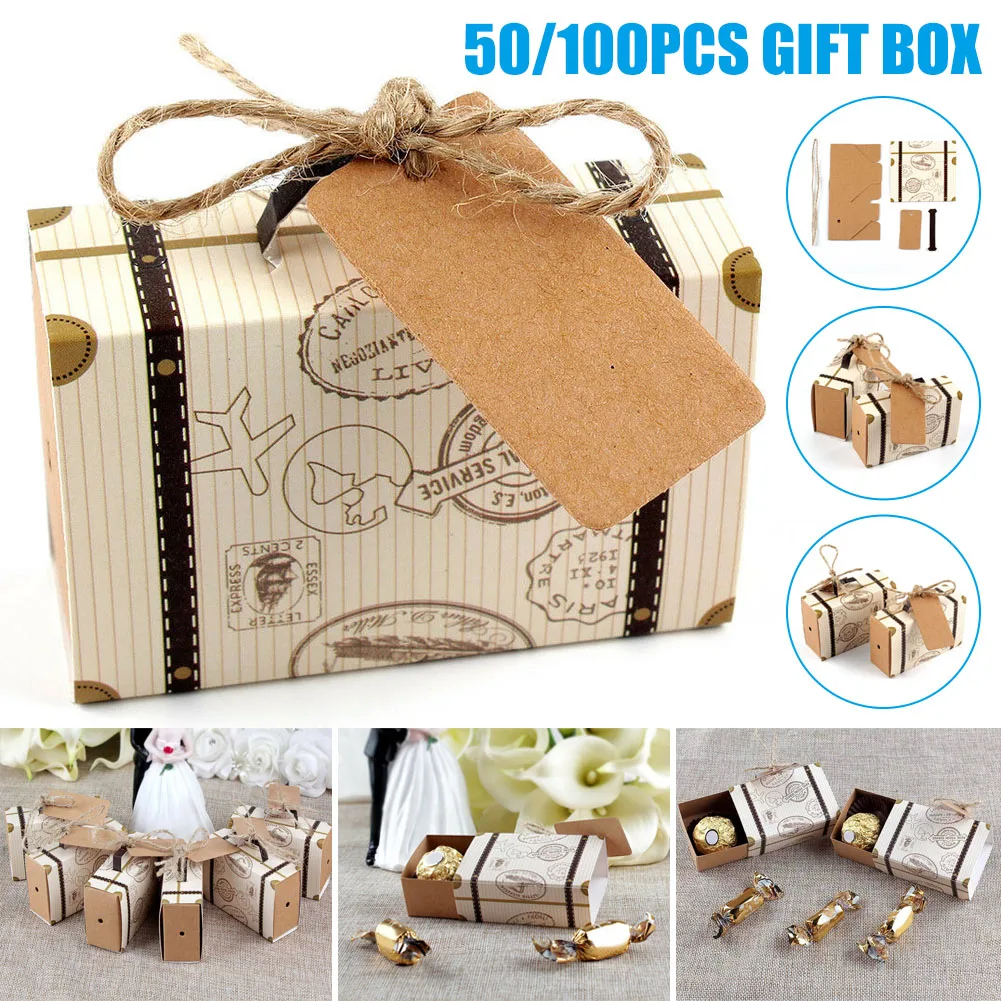Vintage Paper Favor Box Mini Suitcase 