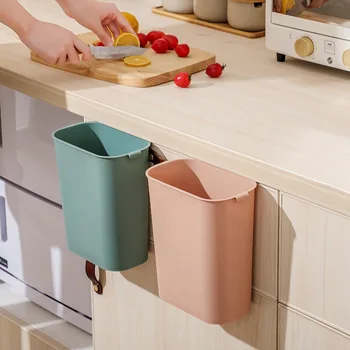 

Kitchen wall-mounted trash can household cabinet door bathroom hanging classification sliding cover creative trash can