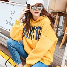 Hoodies Women Letter Printed Loose Hooded Trendy Pockets Plus Velvet Sweatshirts Womens Korean Style Harajuku Free Shipping Hoodies Women Letter Printed Loose Hooded Trendy Pockets Plus Velvet Sweatshirts Womens Korean Style Harajuku Free Shipping